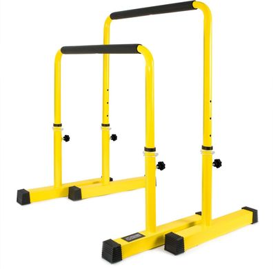 POWER Guidance Dip Barren Dip Bar Quadratische breite Stützfüße 77-98cm, Gelb