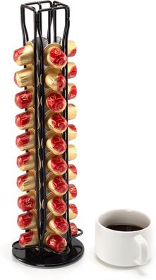SYSYLY Kapselhalter, Kapselspender kompatibel für 40 Nespresso Kapseln Schwarz