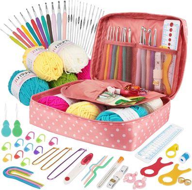 YINVA Häkelnadel Set 111 Stück Häkelset Anfänger 0.6mm-8mm Tasche Strickzubehör