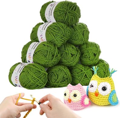 YINVA Häkelgarn 10 Stk x 25g Acryl Wolle Zum Häkeln Grün Wolle Zum Stricken Grün