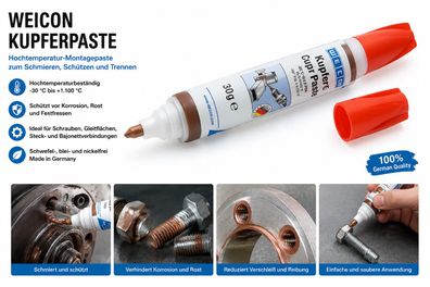 WEICON Kupferpaste 30 g | Schmier- und Trennmittelpaste auf Kupferbasis