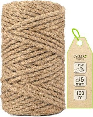 Garten Juteschnur 5mm Dick, Bindegarn, Schnur, Bastelschnur 100m, 100% Jutegarn