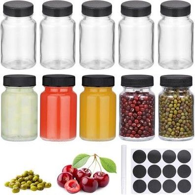 Hejo Kleine Shot Flaschen zum befüllen, 10 Stück Dicke Kleine Glasflaschen, 60ml
