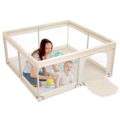 BEJOY Großer Laufstall Laufgitter XXL 180 x 200 cm, Kompakt und Stark, Babys