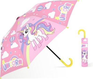 Decalsweet Regenschirm Kinder Stockschirm mit Schirmhülle, Windsicher Einhorn