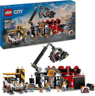 LEGO City Schrottplatz mit Autos - Spielzeug mit Schrottpresse und Kran, 60472