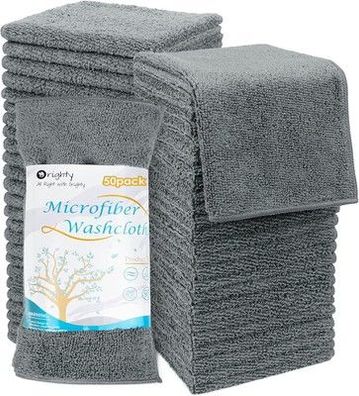 Orighty 50x Mikrofaser-Waschlappen-Handtuch-Set, 30,5 x 30,5 cm, Grau, Lappen