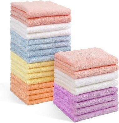 Orighty 24x Baby-Waschlappen, Mikrofaser, Korallen-Fleece, super weich, bunt