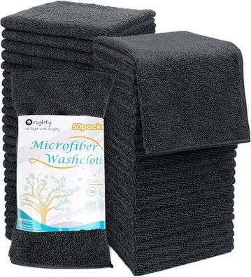 Orighty 50x Mikrofaser-Waschlappen-Handtücher-Set 30,5 x 30,5 cm Schwarz, Lappen