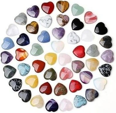 Xiannvxi 50 Stk. Natürliche Kristalle Herz Set Edelsteine Herzen Liebe Stein