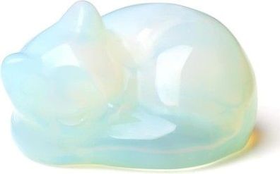 Xiannvxi Opal Katzen Kristalle Katzenfigur Deko Kawaii Katze Schlafende Katze