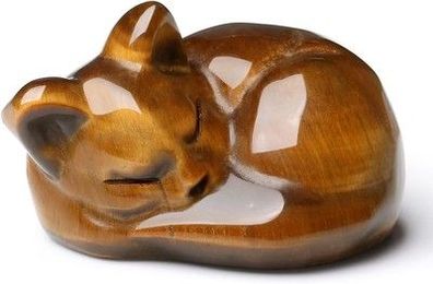 Xiannvxi Tigerauge Katzen Kristalle Katzenfigur Polieren Steine Schlafende Katze