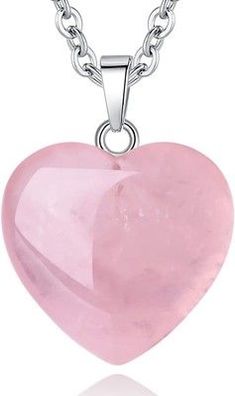 Xiannvxi Liebe Kette Silber Rosenquarz Herz Anhänger Kristalle Herzkette Damen