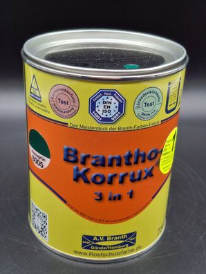 750ml Brantho Korrux 3in1 moosgrün RAL 6005 Rostschutz Metallschutz Farbe