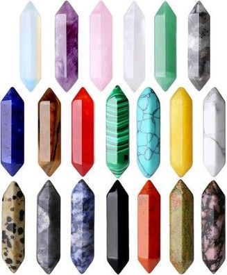 Qinjiejie 20 Stück Edelsteine Sechseckige Kristalle Heilsteine Set Reiki Stein