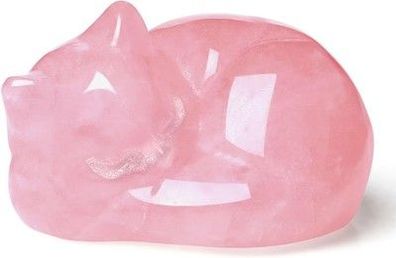 Qinjiejie Rosenquarz Katze Kristalle Heilsteine Figur Schlafende Katzenfigur
