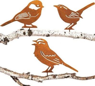 Jyuecian Vögel Gartenstecker Rost Deko Gartendeko für Draußen, Edelrost Metall