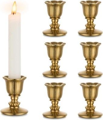 Vintage Kerzenständer kerzenhalter Stabkerzen Messing - Romadedi 6er Set Kleine