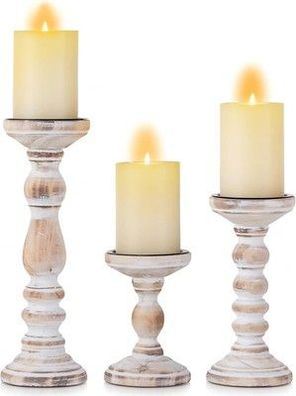 Romadedi Kerzenhalter 15/21/30cm Holz Kerzenständer : 3er Set Kerzen Ständer