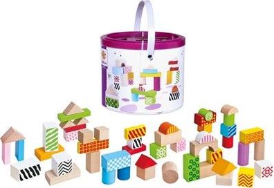 Eichhorn – bunte Holzbausteine – 50 Stück in Box, Bauklötze mit Bedruckung, Baby