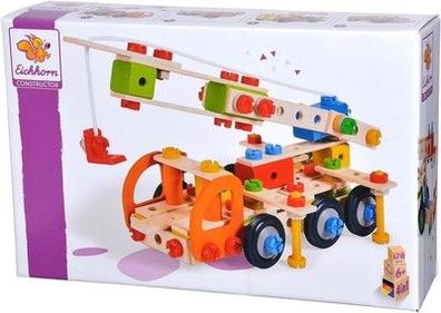 Eichhorn 100039094 Constructor Kranwagen vielseitiges Holzspielzeug, 170 teilig