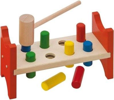 Eichhorn - Klopfbank mit 8 Holzstiften und Hammer, Spielspaß, Motorik-Spielzeug