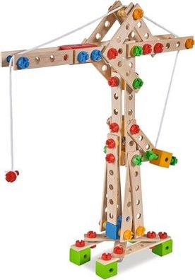 Eichhorn Constructor Kran, Holzspielzeug, 170 Bauteile, 5 Konstruktionen, Kinder