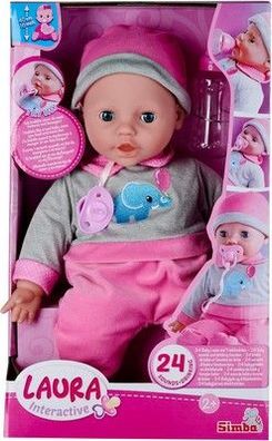 Simba 105140066 - Laura Interactiv, Weichkörper-Puppe mit Schlafaugen, 40 cm