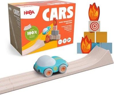 HABA Cars Action-Sprungschanze – 15-teiliges Set aus recyceltem Holz, Kinder