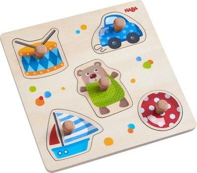 HABA 304608 - Greifpuzzle Spielsachen, 5-teiliges Holzpuzzle Holzspielzeug