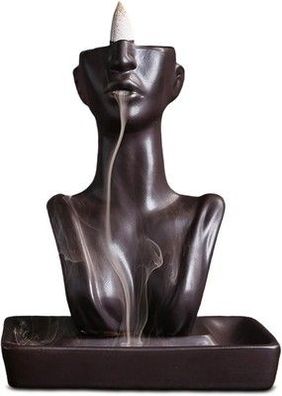 Zonsuse Büste Statue Rückfluss Räuchergefäße, Keramik Wasserfall, Deko, schwarz
