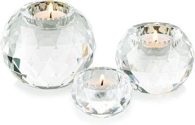 Sziqiqi Kristall Ball Teelichthalter 3er Set, Klarglas Kerzenhalter Dekoration