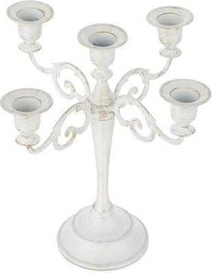 Sziqiqi Kerzenständer Kerzenhalter für Stabkerzen 5-Armig Hochzeit, Vintage Weiß