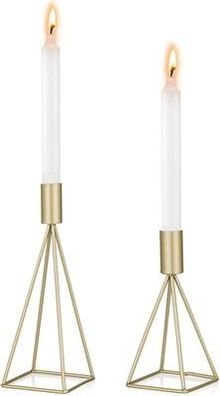 Sziqiqi Kerzenständer Kerzenhalter Kerzenleuchter 2er Set, Metall Deko, Gold