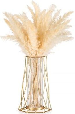 Sziqiqi Gold Vase für Pampasgras, Kleine Modern Blumenvase Vasen Deko Glas