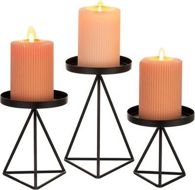 Sziqiqi Kerzenständer Kerzenhalter Kerzenleuchter Metall 3er Set, Eisen Deko