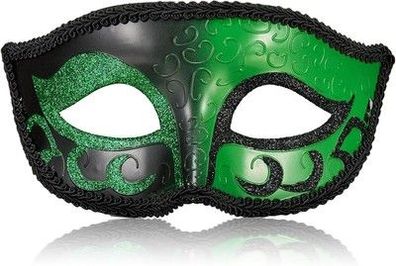 Myseuni Maskenball-Maske für Herren, venezianische Retro-Maske Schwarz/Grün