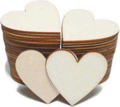 CUWELT 150 Stück 50mm Holzherzen Scheiben, 5cm Holzherzen Hochzeit DIY Handwerk