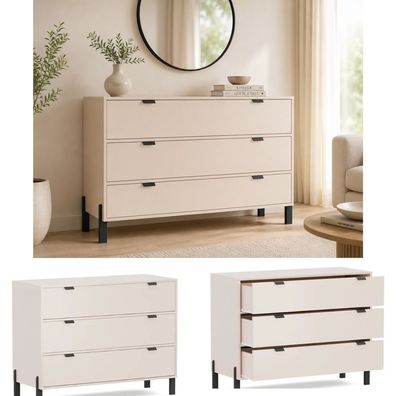 Kommode VERONA 3S , Sideboard, Schrank, Stauraum, Wohnzimmer (Creme)
