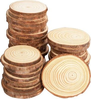 CUWELT 50 Stück Holzscheiben, 6-7cm Holz Log Scheiben, Baumscheiben Rund zum