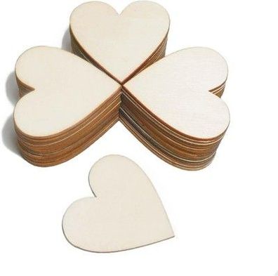 CUWELT 200 Stück 40mm Holzherzen Scheiben, 4cm Holzherzen Hochzeit Unlackiert