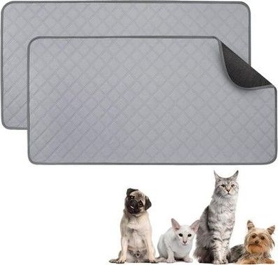 VavoPaw Kleintier Teppich Saugfähige Käfigmatte, 2x 120x60cm Liner Fleece Grau