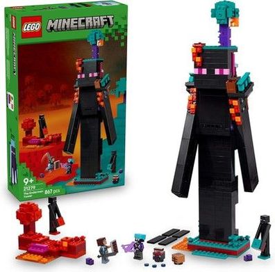LEGO Minecraft Der Enderman-Turm Spielzeug, 2 Festungen & 2 Endermen (21279)