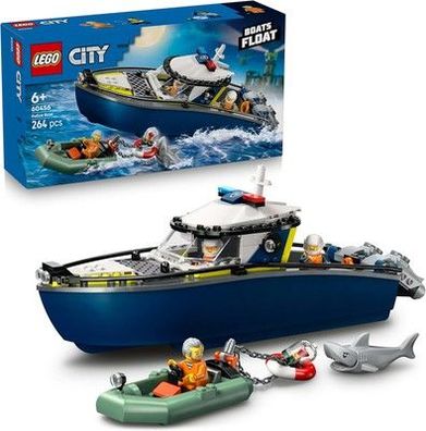 LEGO City Verfolgungsjagd im Polizeiboot – Spielset, schwimmfähigs Boot (60456)