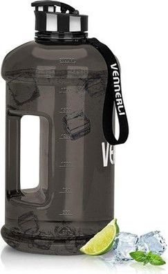 Vennerli 2,2L Trinkflasche Sport Gym Flasche BPA Frei Fitness Training Schwarz