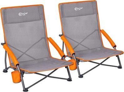 Portal 2x Strandstuhl klappbar Camping-Stuhl faltbar atmungsaktiv 150kg (grau)