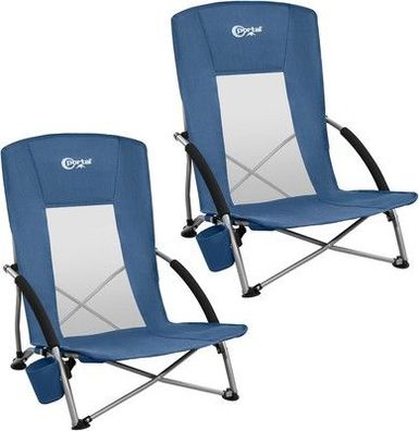 Portal 2x Strandstuhl klappbar Camping-Stuhl faltbar atmungsaktiv 150kg (blau)