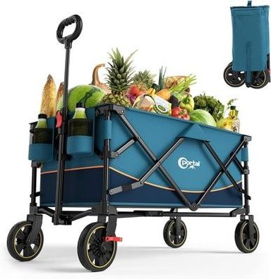 Portal Bollerwagen faltbar XXL Große Ladefläche 120kg belastbar Handwagen Blau