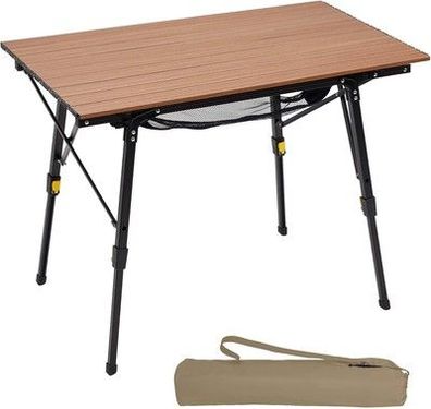 Portal Camping-Tisch faltbar Höhenverstellbar Klapptisch Aluminium 90x53cm braun