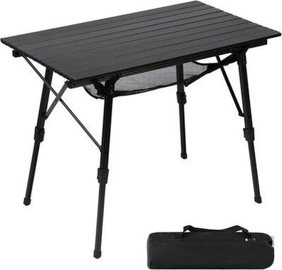 Portal Camping-Tisch faltbar Höhenverstellbar Klapptisch Alu (90x53cm) Schwarz